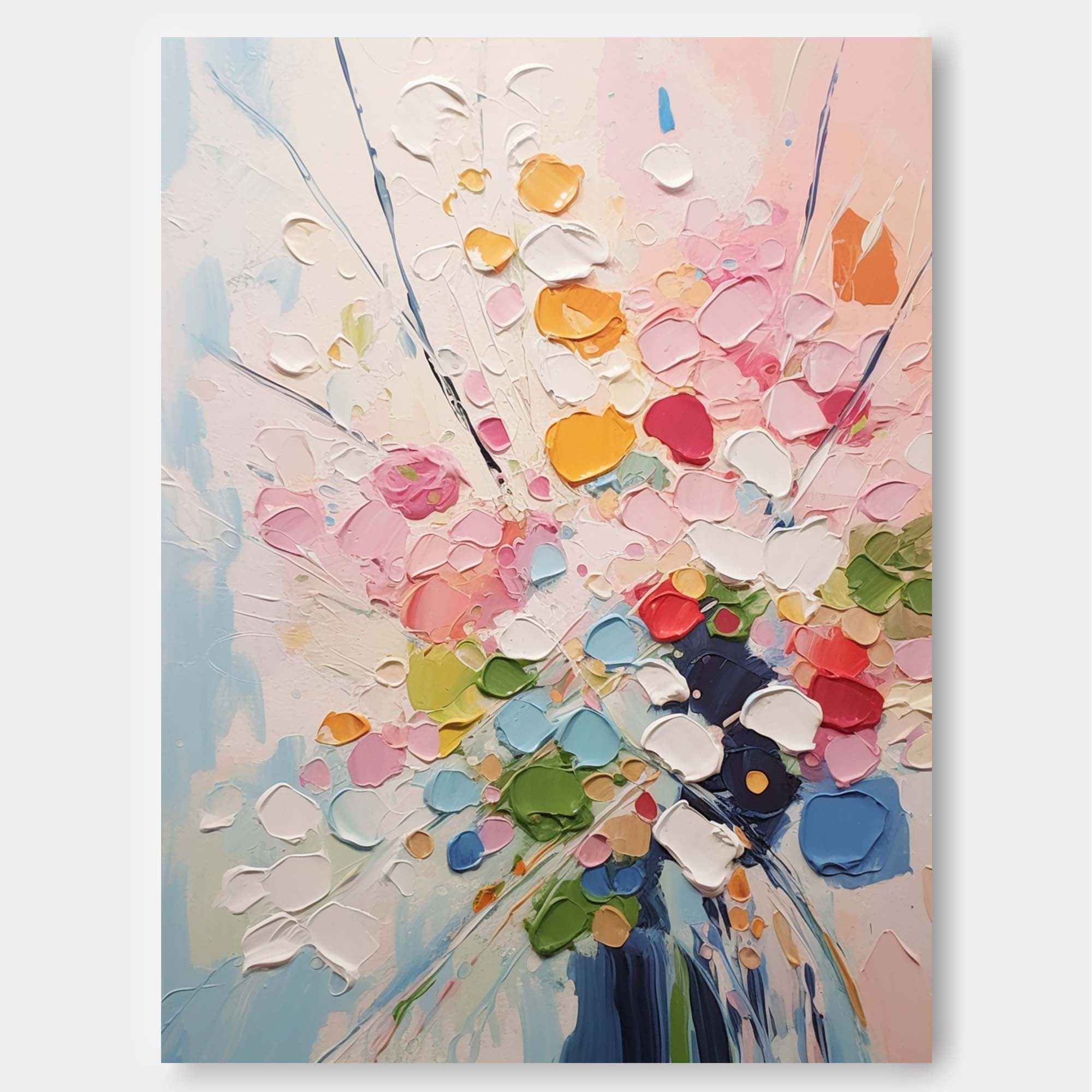 Wall Art Vibrant Multicolored Abstract Flower Bouquet