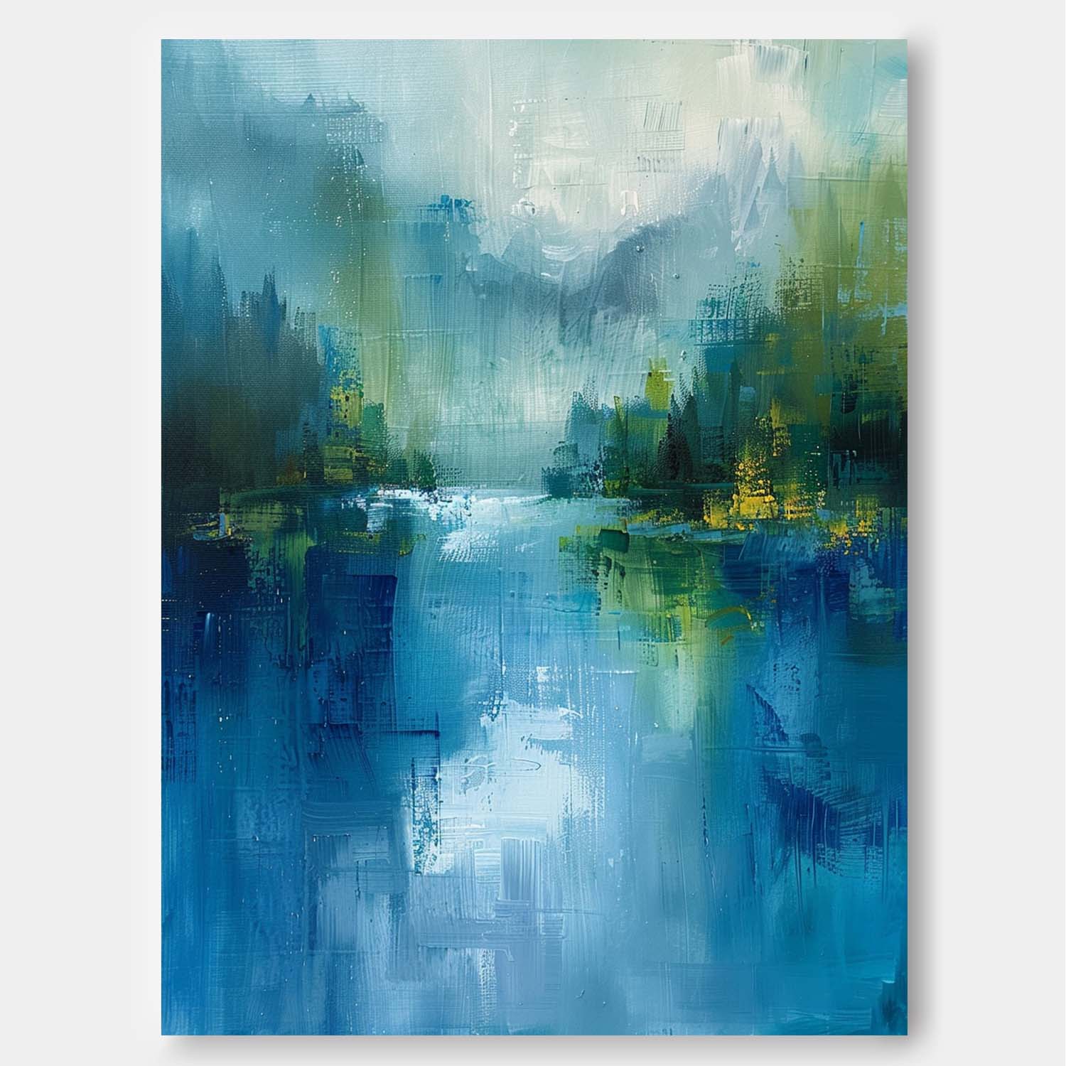 Wall Art Abstract Blue Green Lake Mountain