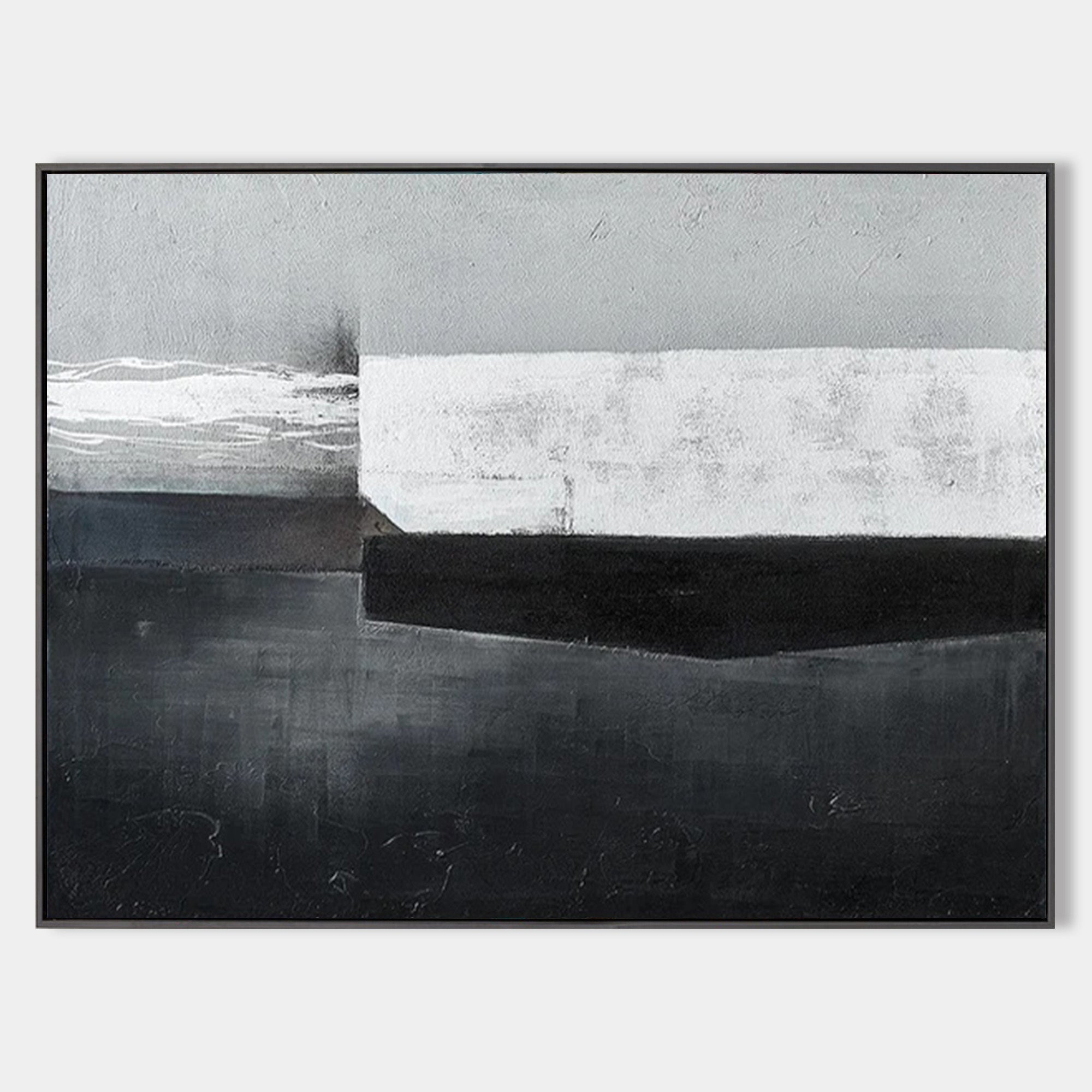 Monochrome Layered Textured Abstract Contemporary Wall Accent Piece