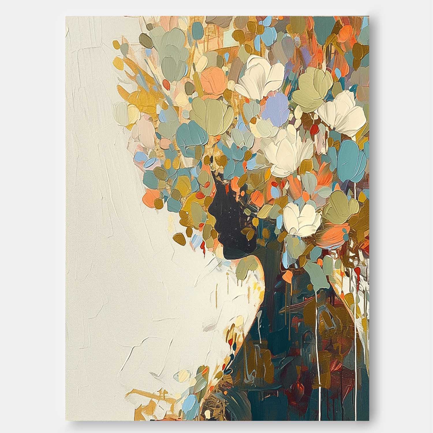 Wall Art People Dense Floral Vibrant Cheerful