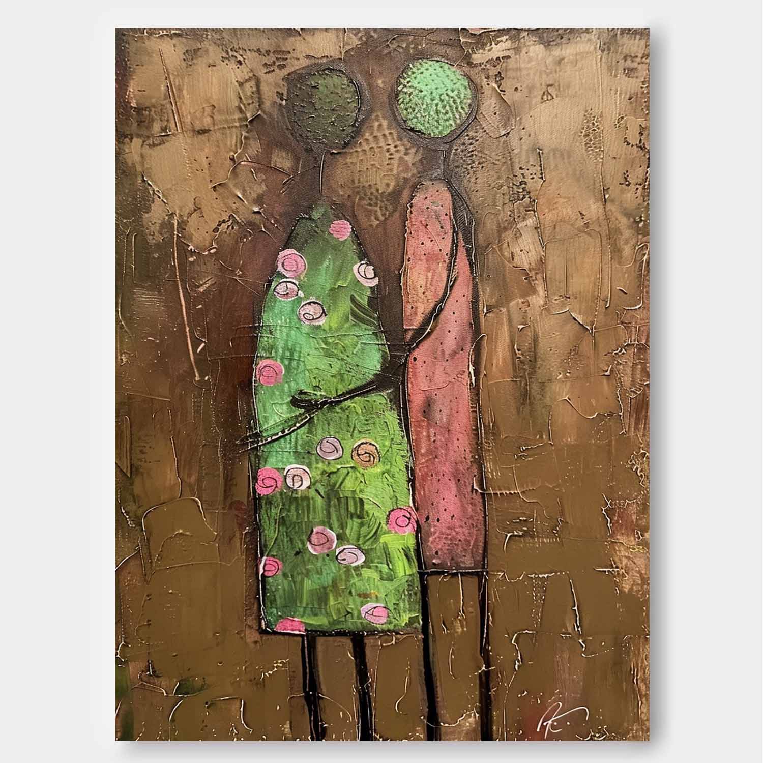 Wall Art Stylized Couple Silhouette Floral Dress