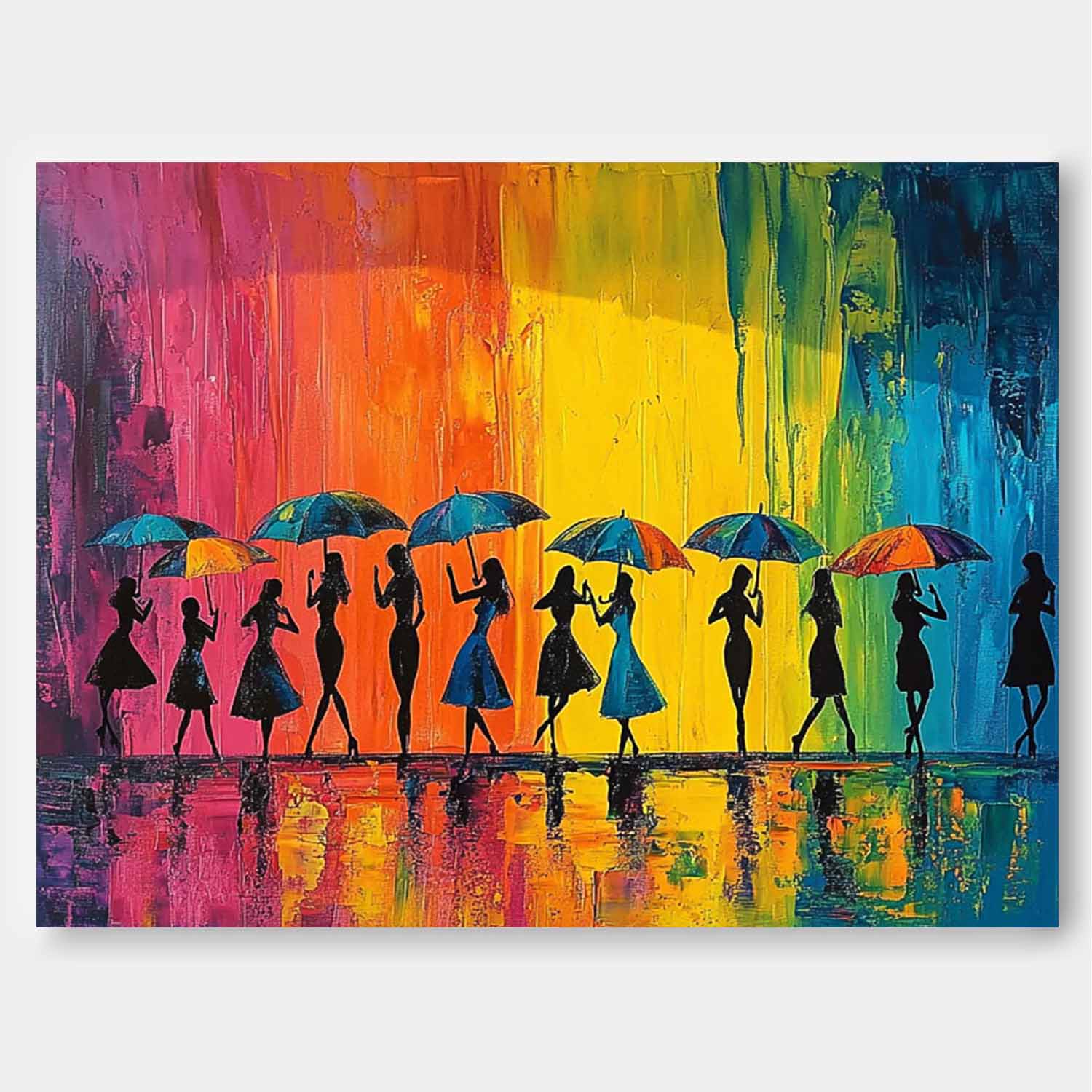 Wall Art People Joyful Energetic Silhouette