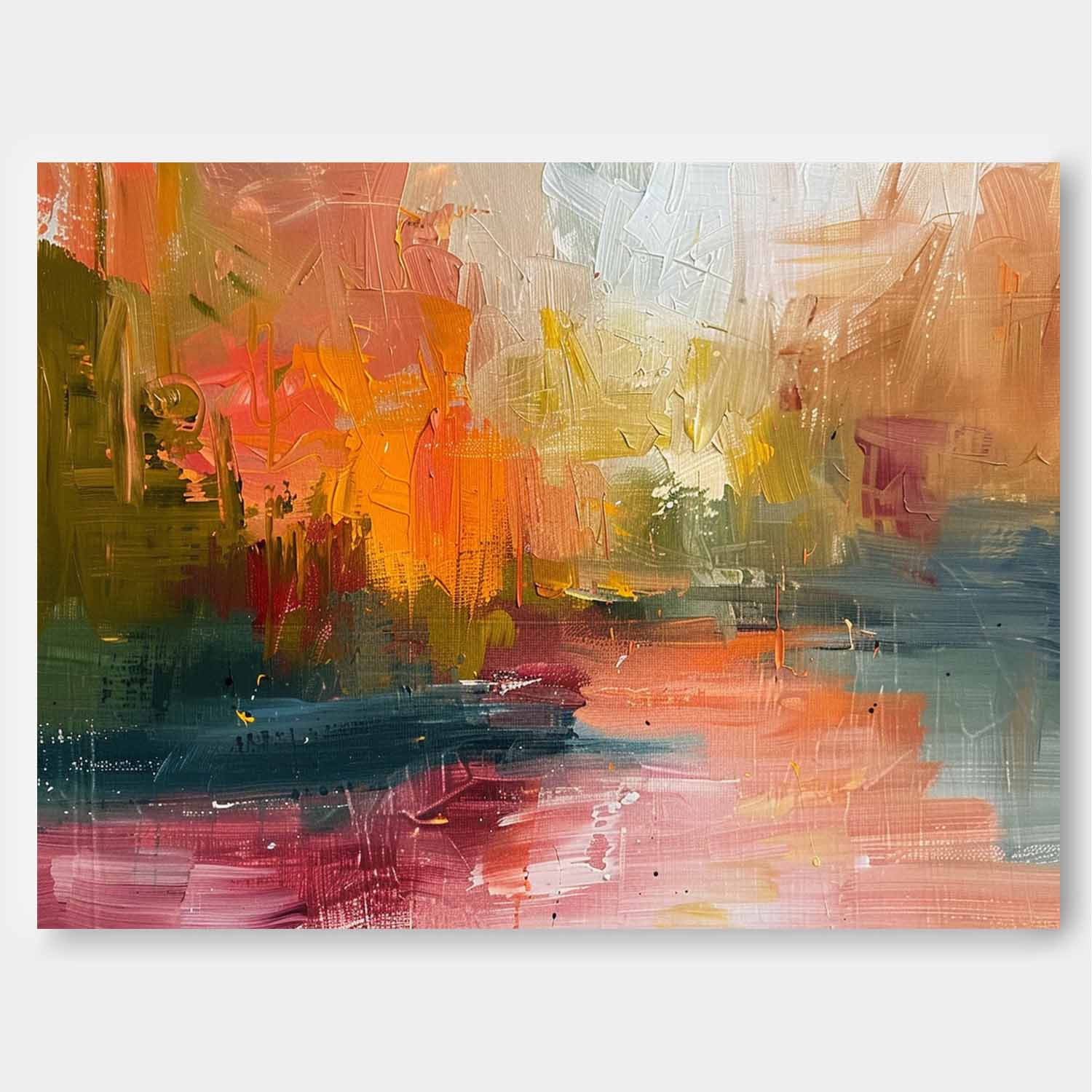 Wall Art Abstract Impasto Autumn Landscape Warm