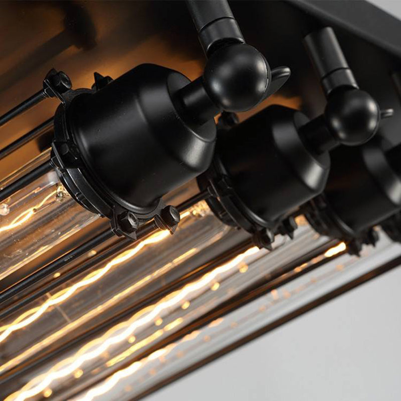 Austin Vintage Tubed Metal Flush Mount Ceiling Light, Black, Living Room - Neutralighting