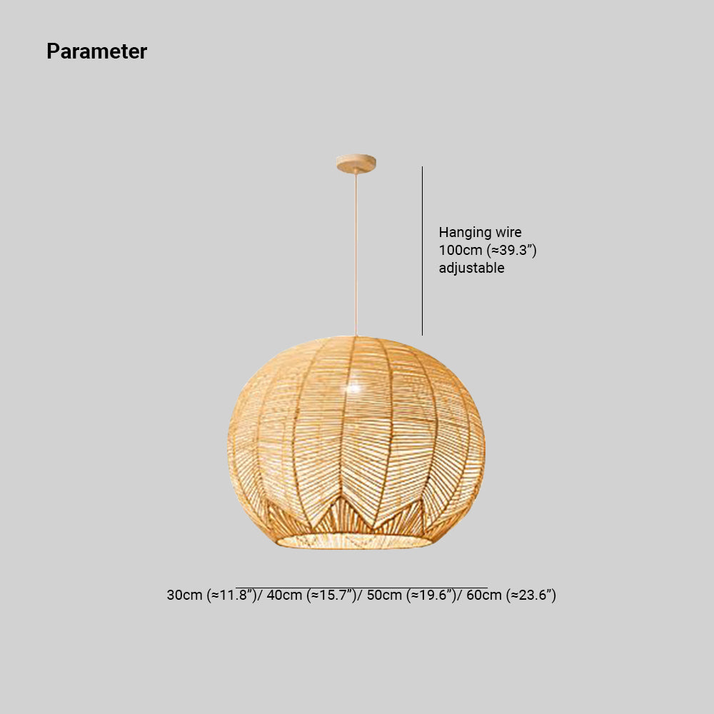 Ritta Designer Round Handmade Rattan Pendant Light, Dining Room - Neutralighting