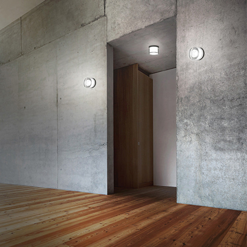 Ray Modern Mini Drum Metal/Acrylic Outdoor Wall Lamp, Transparent - Neutralighting