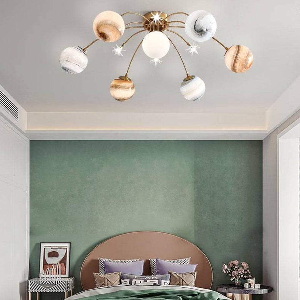 Aria Modern Planet Flush Mount Ceiling Light, Living Room - Neutralighting