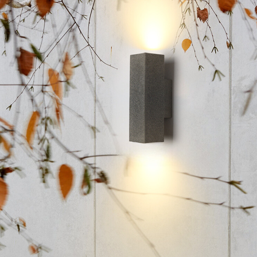 Ray Minimalist Cement Square Outdoor Wall Lamp, White - Neutralighting