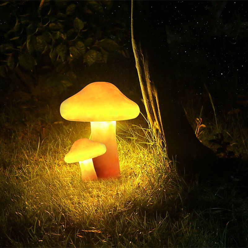 Ray Mushroom Outdoor Ground Light, Hardwired/Solar, Orange - Neutralighting
