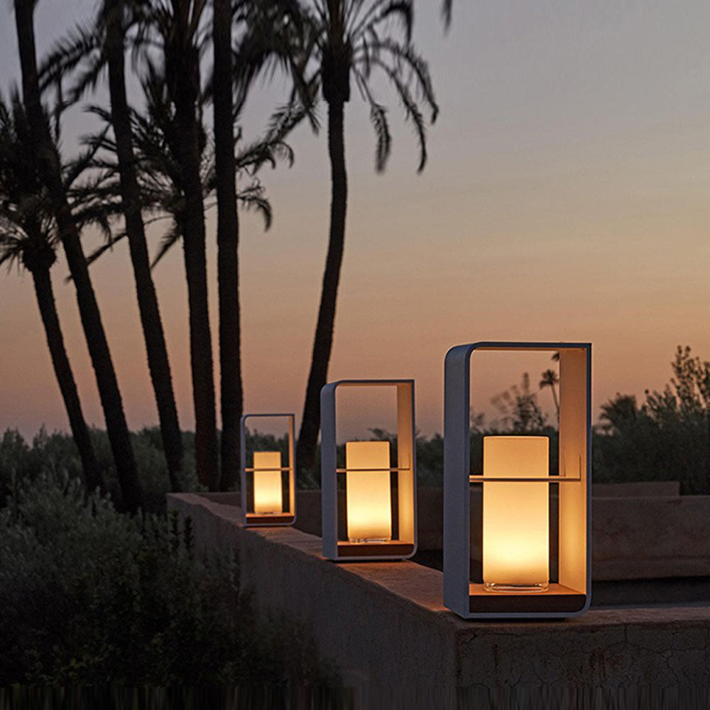 Ray Minimalist Cuboid Candle Solar Outdoor Floor Lamp Black - Neutralighting