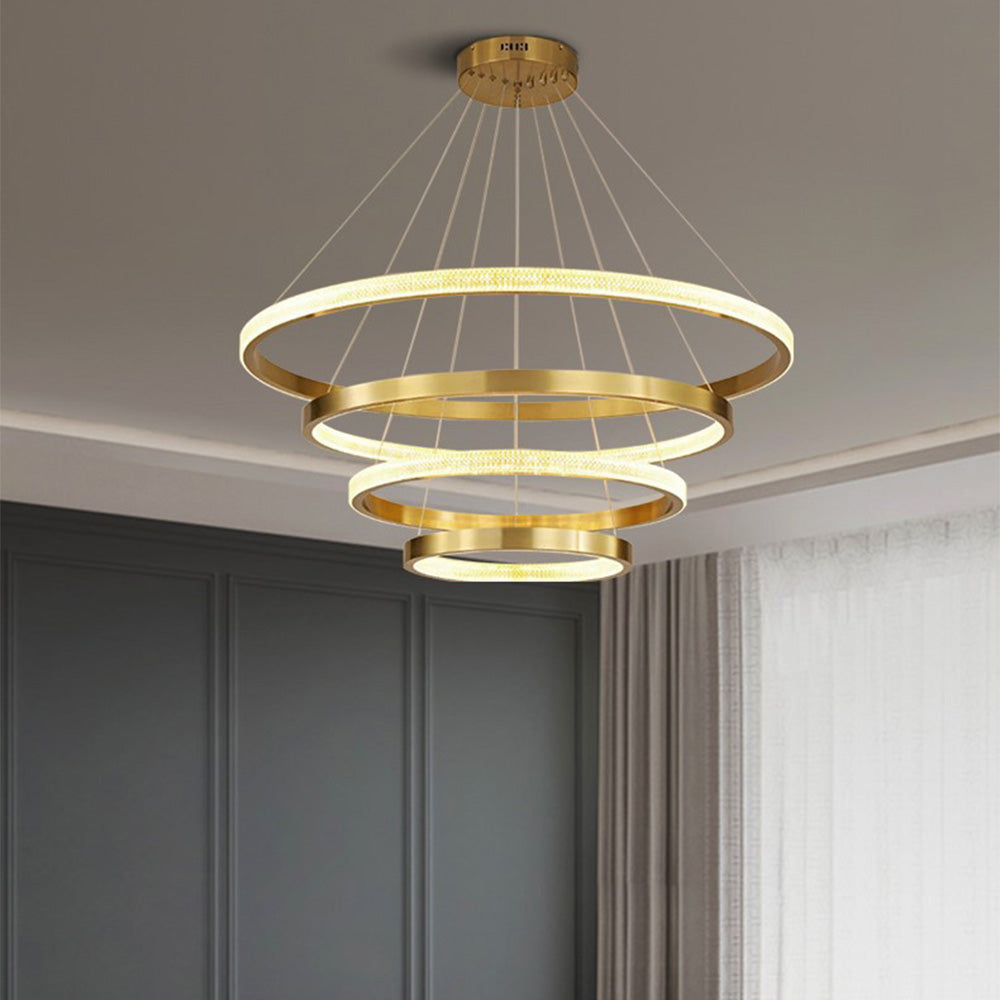 Kristy Modern Ring Metal/Arcylic LED Pendant Light, Black/Gold - Neutralighting