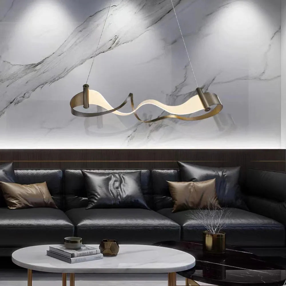 Arisha Metal Gold Pendant Light, Wavy Shape - Neutralighting