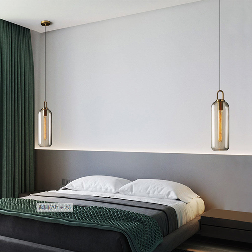 Valentina Clear& Glass Cylinder Pendant Light, 2 Color - Neutralighting