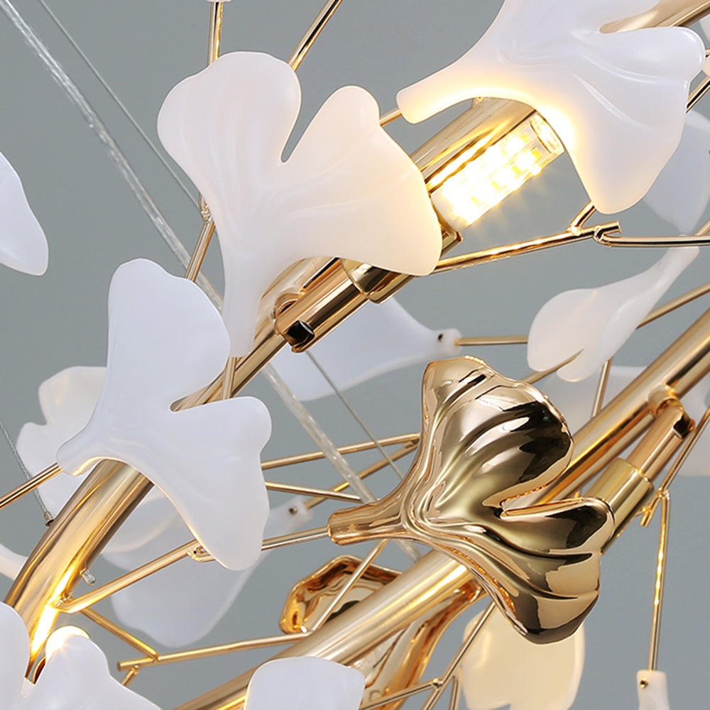 Olivia Ginkgo Leaf Modern Petal Shaped Metal Chandelier, Gold - Neutralighting