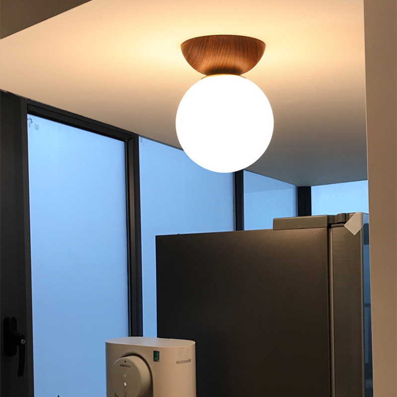 Valentina Nordic Japanese Glob LED Ceiling/Pendant Light Metal Glass Bedroom, Burlywood - Neutralighting