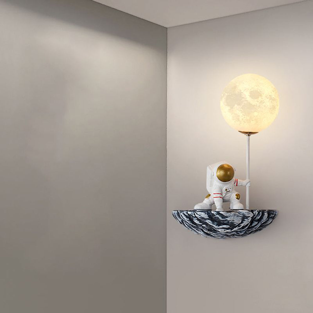 Aria Decorative Astronaut Glass/Acrylic Wall Lamp, White/Blue-White - Neutralighting