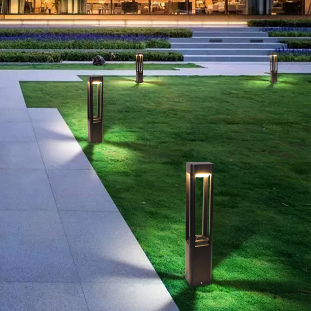 Ray Metal Rectangular Hollow Outdoor Path Light, Black - Neutralighting