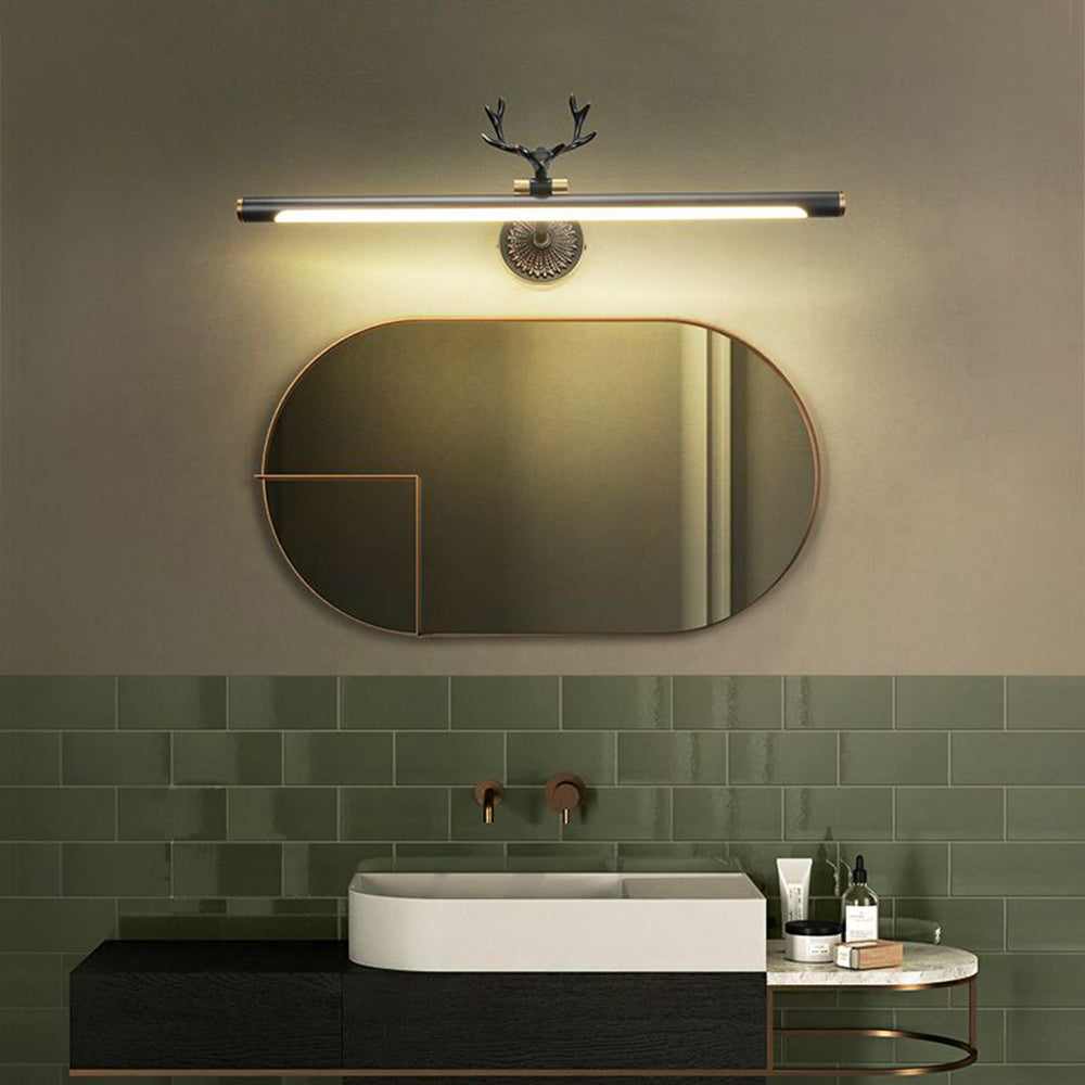 Arisha Modern Staghorn Shaped Vanity Mirror Front Wall Lamp, Black/Brass - Neutralighting