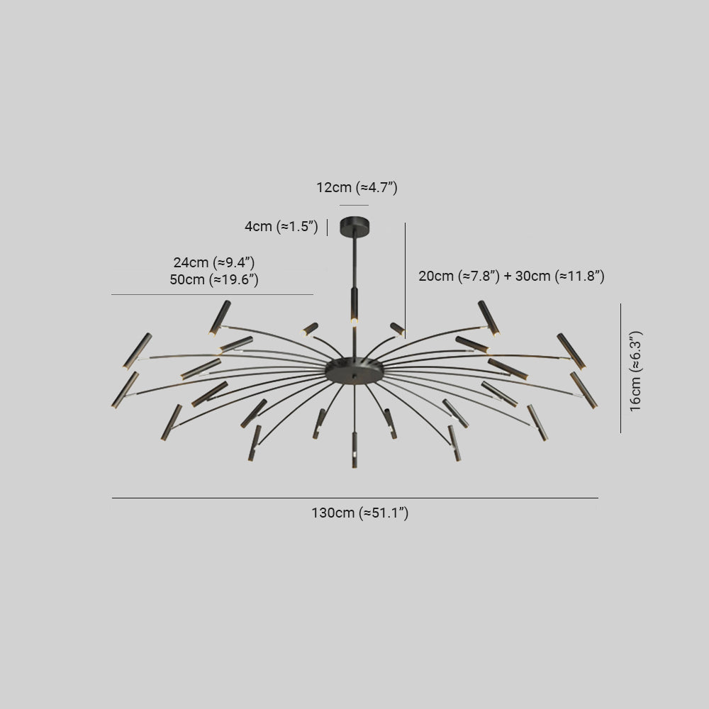 Arisha Modern Blown Linear Metal Multi-heads Chandelier - Neutralighting
