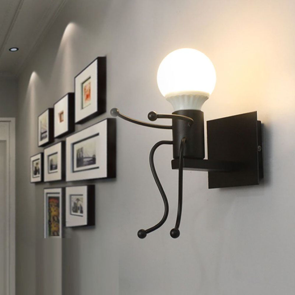 Arisha Modern Decorative Man Metal Wall Lamp, White/Black - Neutralighting