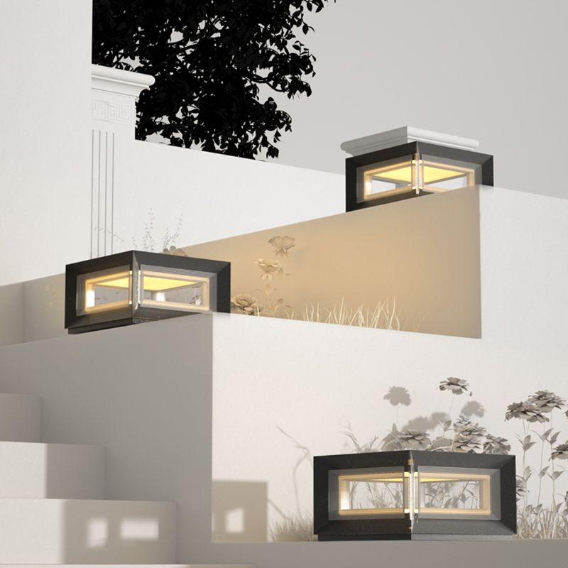 Ray Contemporary LED Cube Metal Outdoor Lamps, Black - Neutralighting