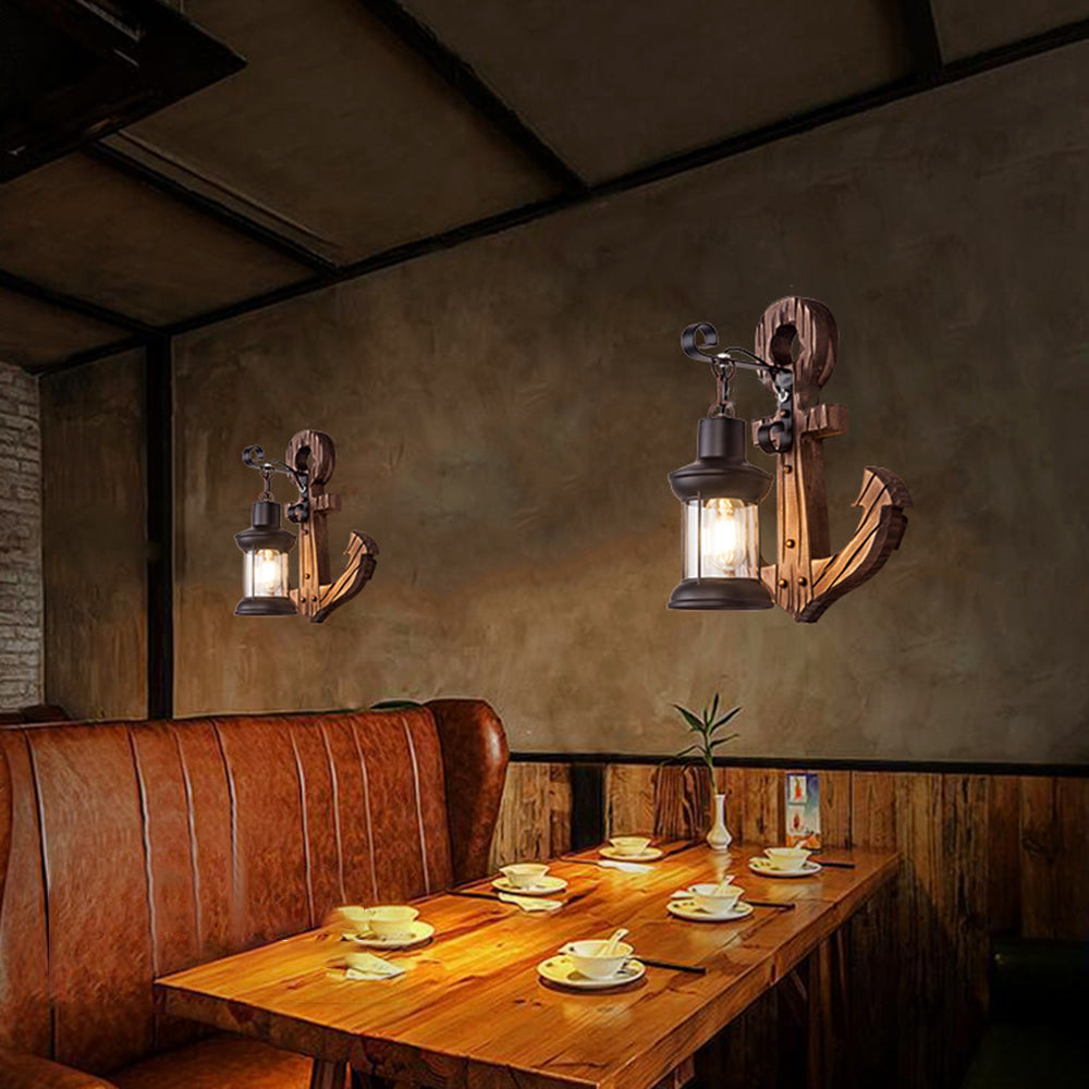 Epoch Anchor Lantern Wall Lamp, Vintage/Antique, Wood, Bedroom - Neutralighting