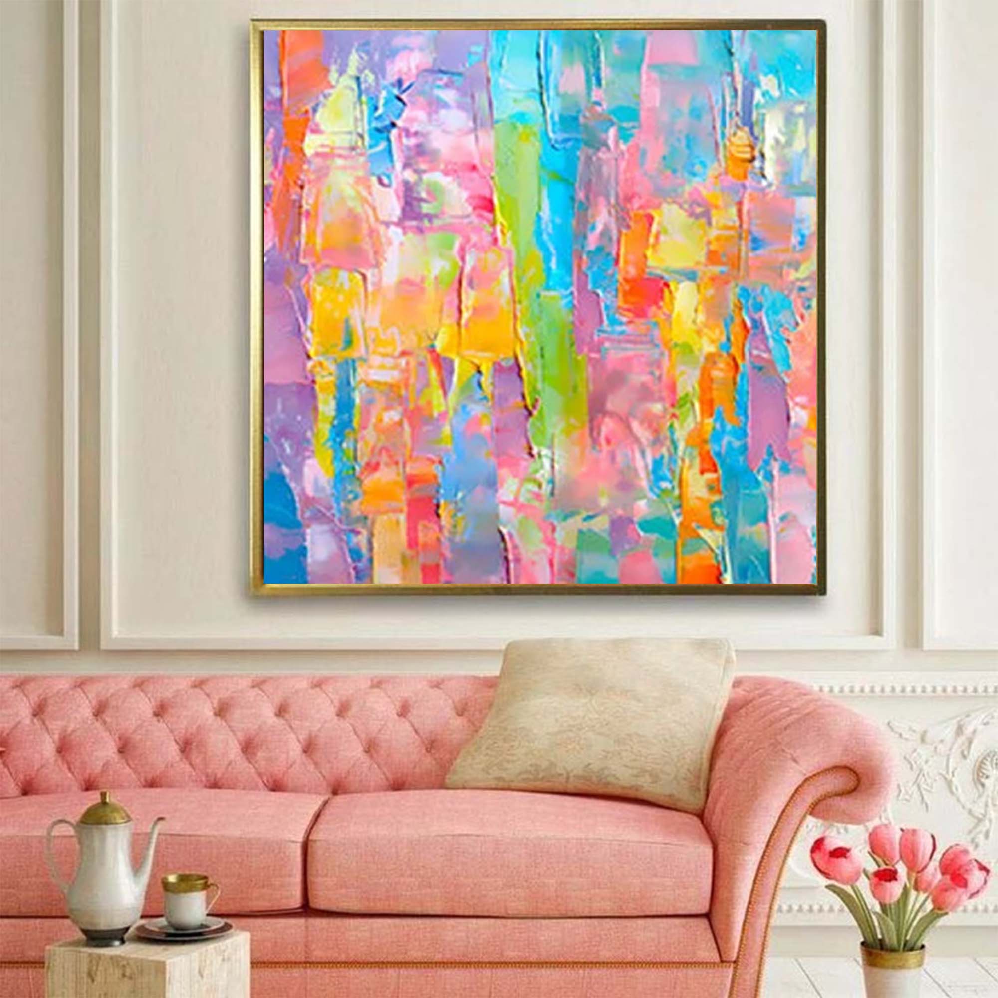 Wall Art Abstract Impasto Rainbow Vibrant