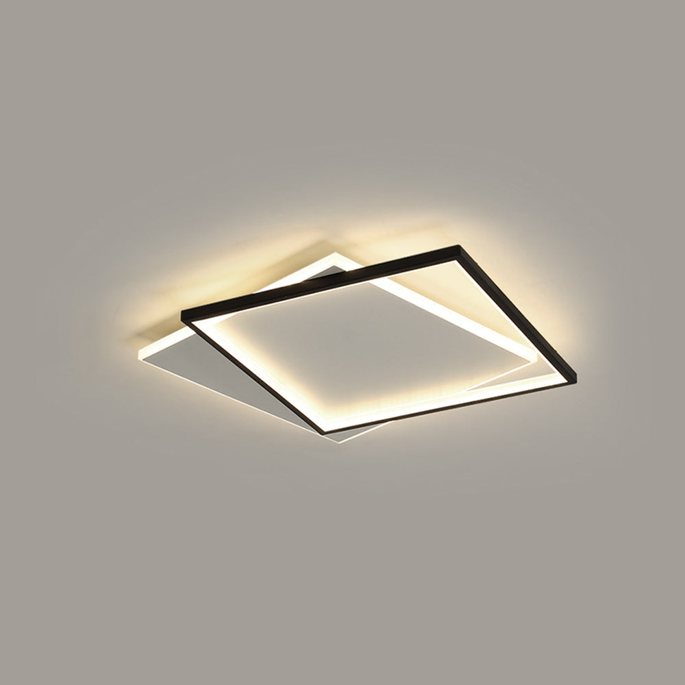 Arisha Modern Square/ Round Flush Mount Ceiling Light, Black with White - Neutralighting