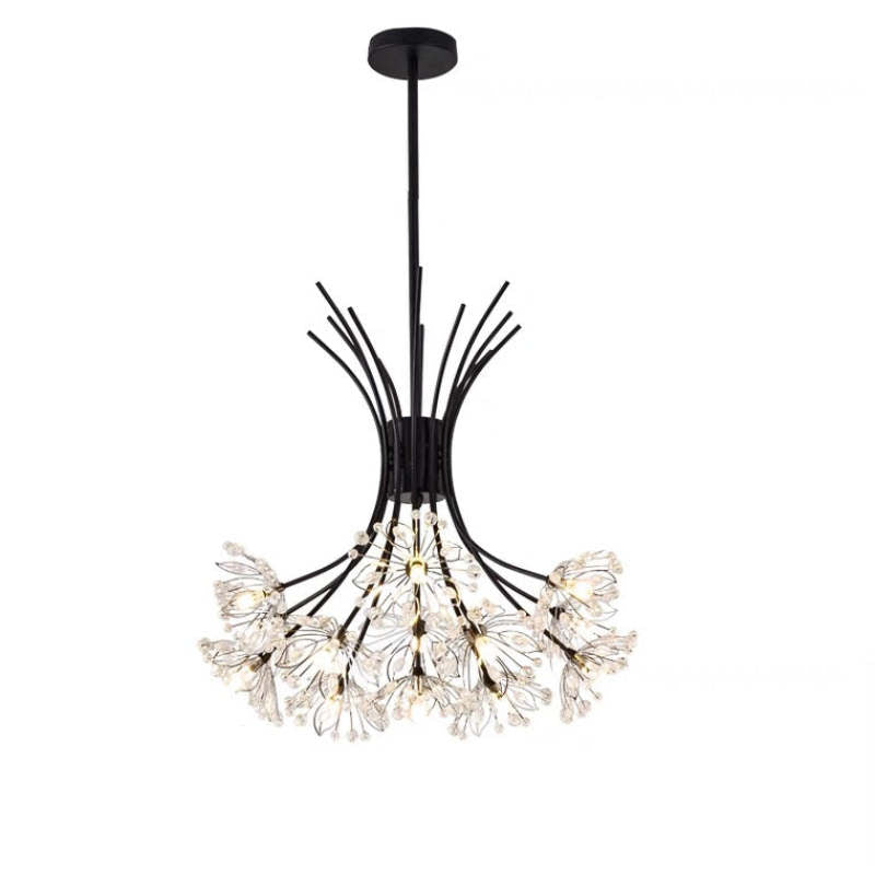 Arisha Modern Art Deco Crystal Sputnik Chandelier, Black/Gold - Neutralighting