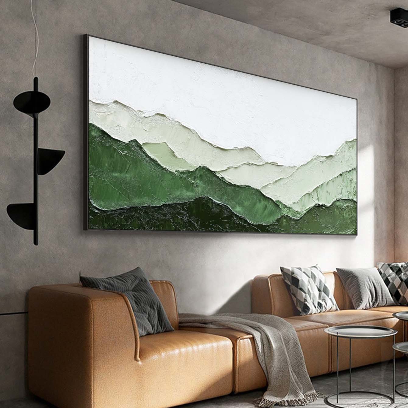 Textured Green Mountain Horizontal Canvas Art