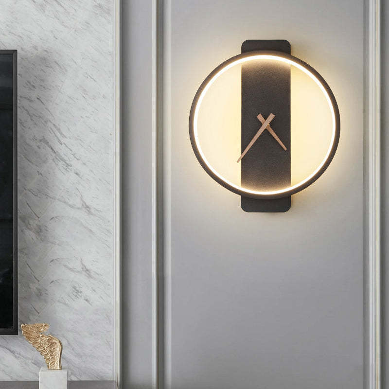 Valentina Arisha Square Clock Metal & Acrylic Wall Lamp, Gold - Neutralighting