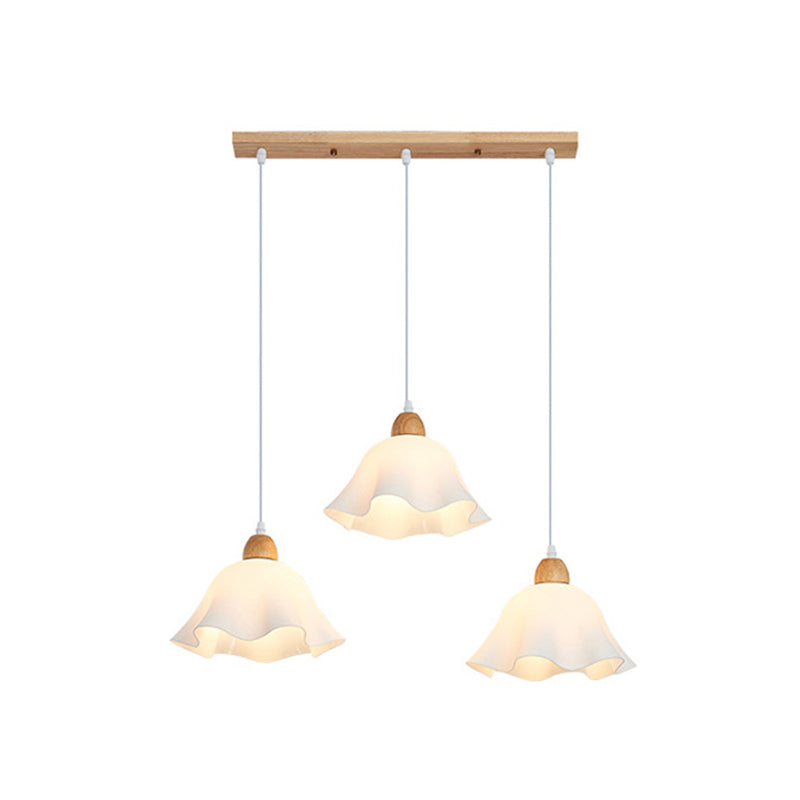 Muto Minimalist Flower Acrylic/Wood Pendant Light, White - Neutralighting