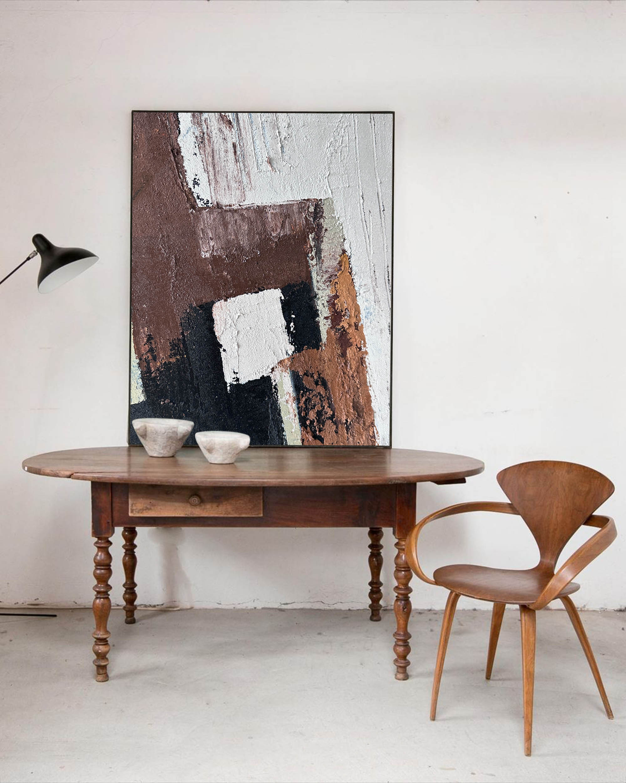 Earthy Brown Geometric Abstract Wall Art