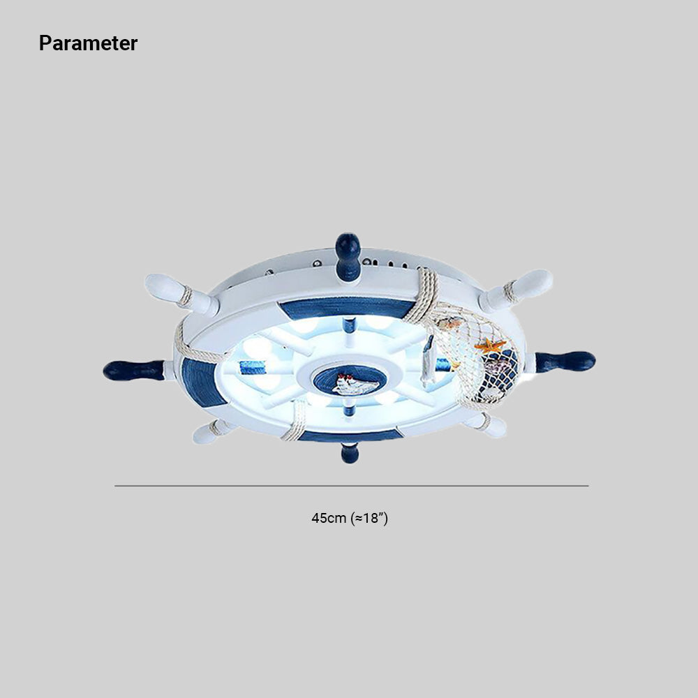 Aria Modern Rudder Metal Flush Mount Ceiling Light, White/Blue For Kids - Neutralighting