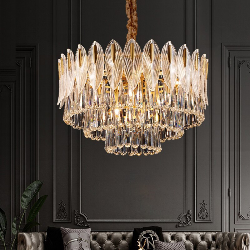 Arisha Luxury Feather Crystal Chandelier, Living Room - Neutralighting