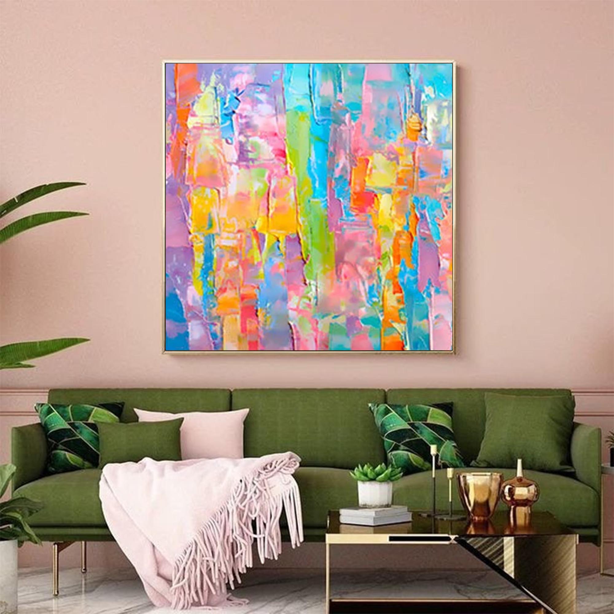 Wall Art Abstract Impasto Rainbow Vibrant