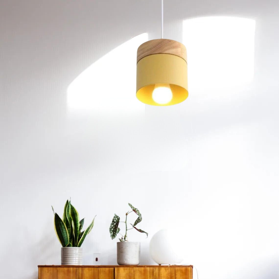 Valentina Modern Can Shape Metal/Wood Pendant Light - Neutralighting