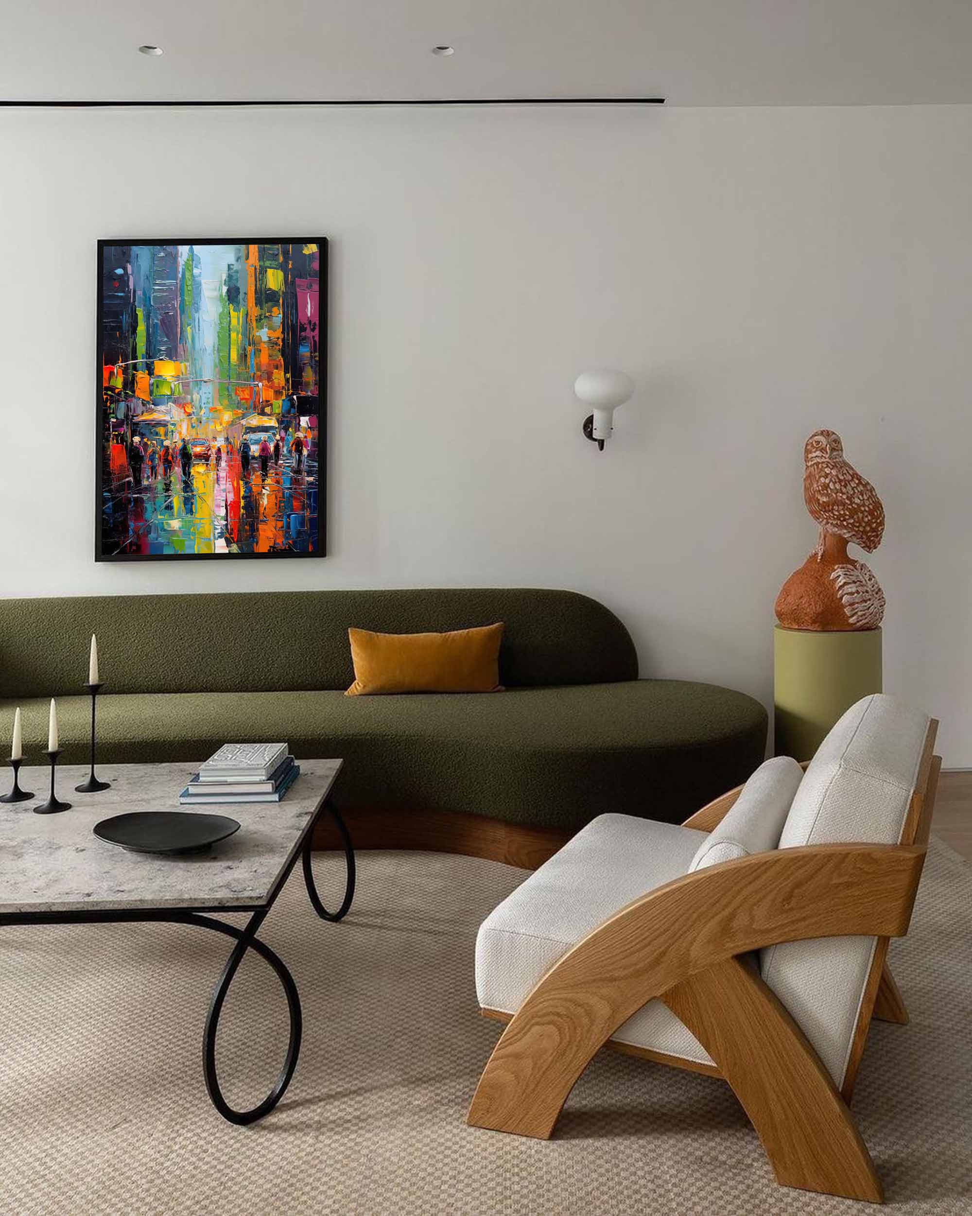 Wall Art Colorful City Street Abstract Impasto Texture Living Room | Neutralighting
