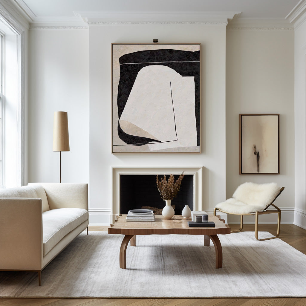 Minimalist Black White Abstract Framed Wall Art