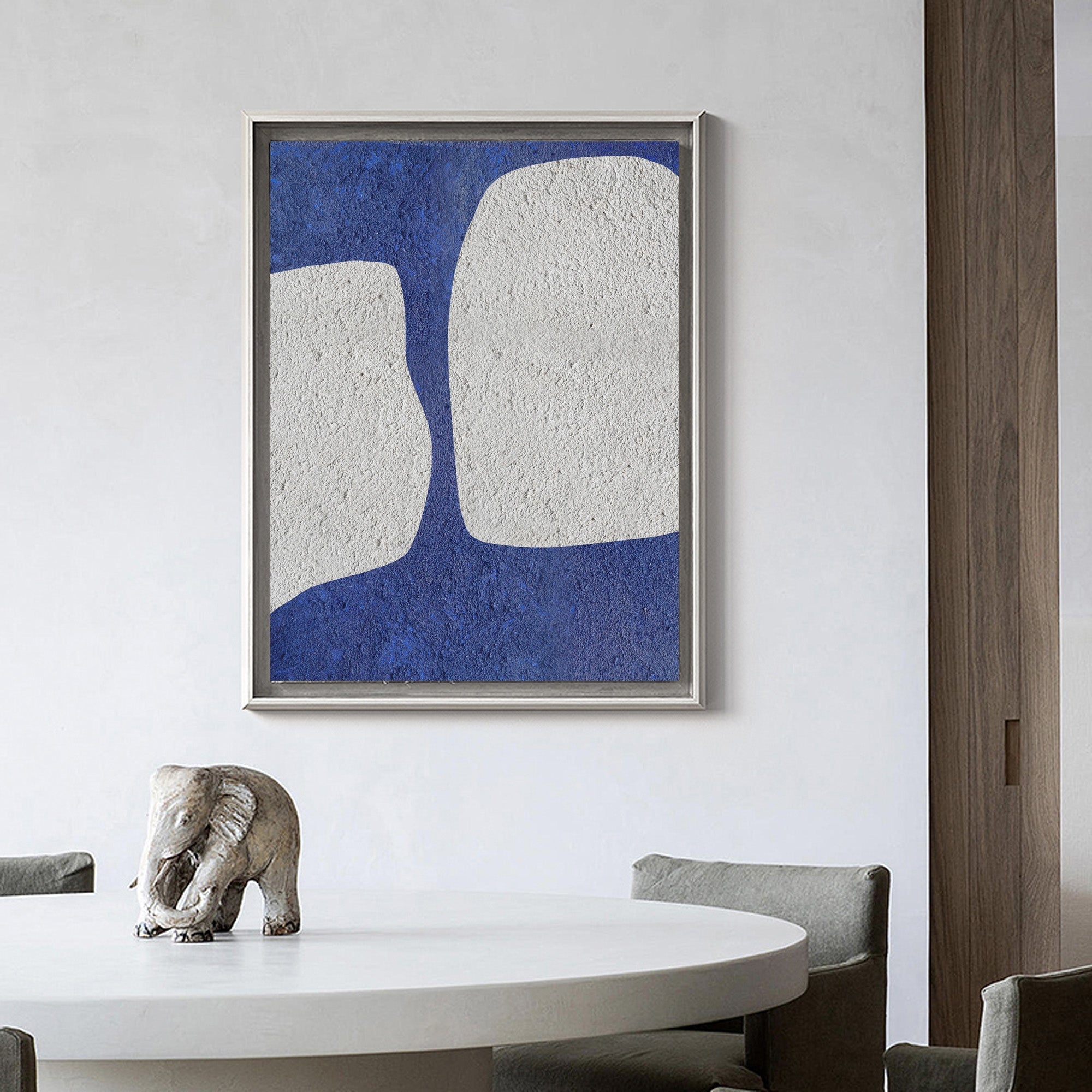 Large Blue And White Minimalist Painting ABAV61 - Neutralighting