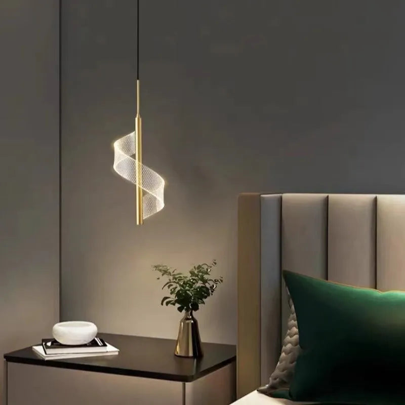 Zeva Vintage Golden Ribbon Pendant Light, Metal/Acrylic - Neutralighting