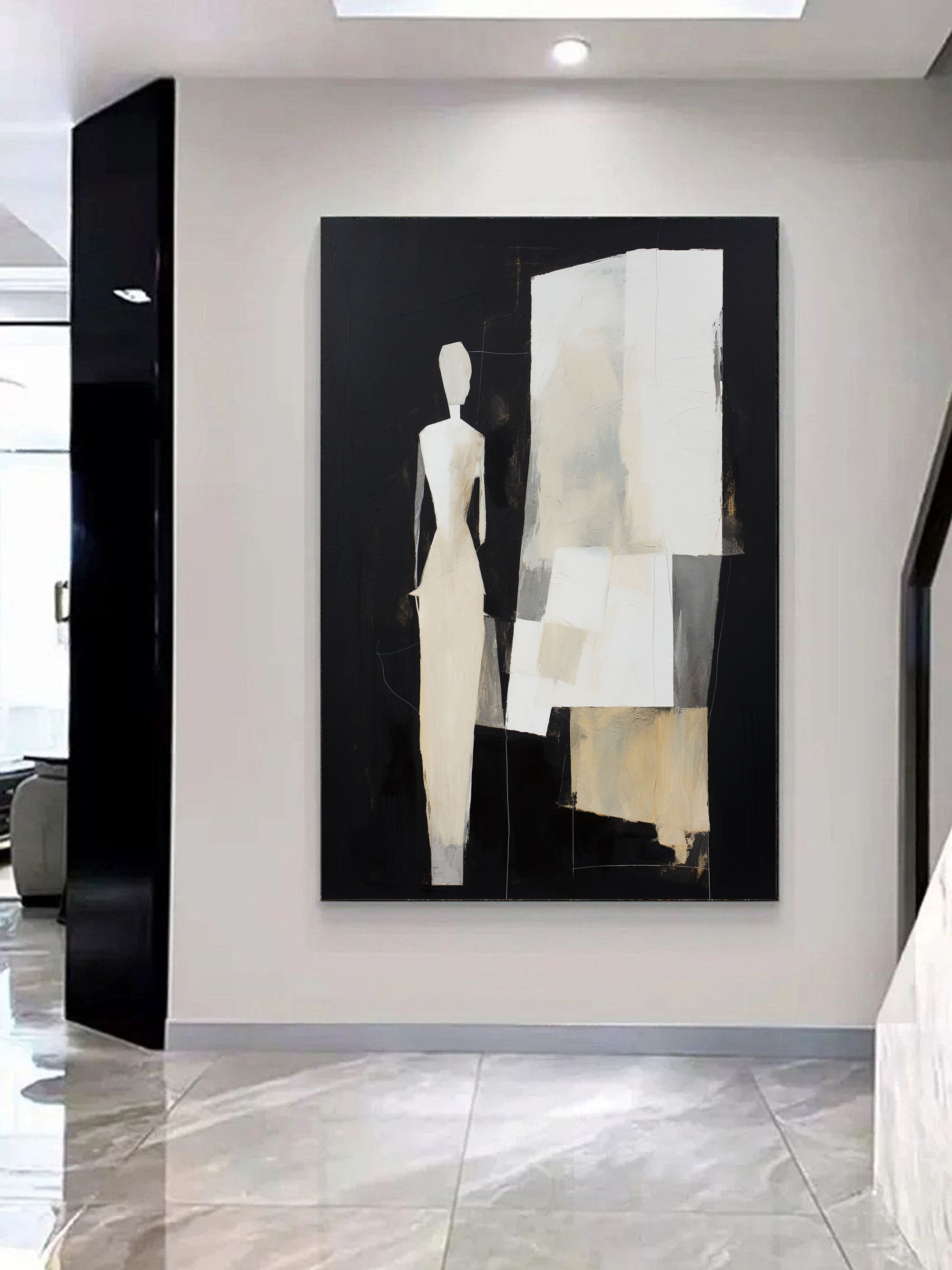 Wall Art Contemporary Abstract Silhouettes Linen Canvas