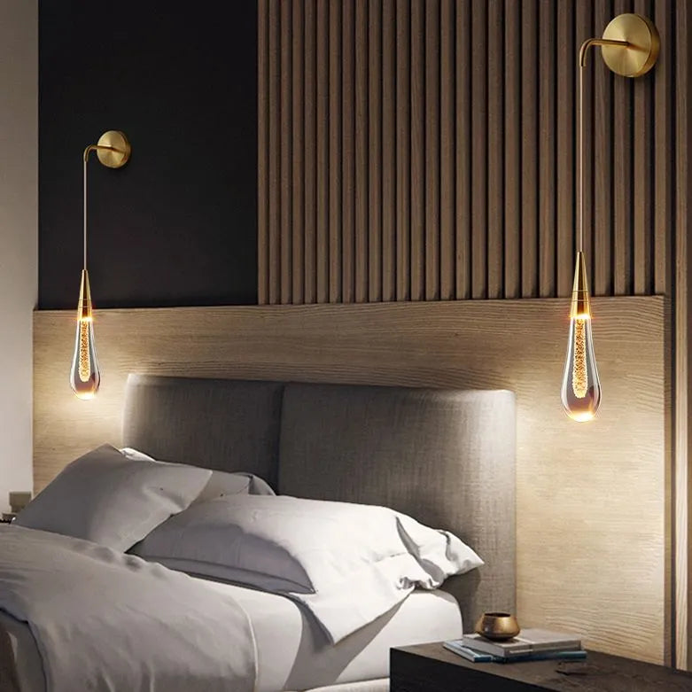 Kristy Modern Water Drop Wall Lamp, Black/Gold - Neutralighting