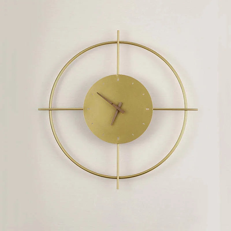 Glint Modern Clock Round Wall Lamp, Gold/Black