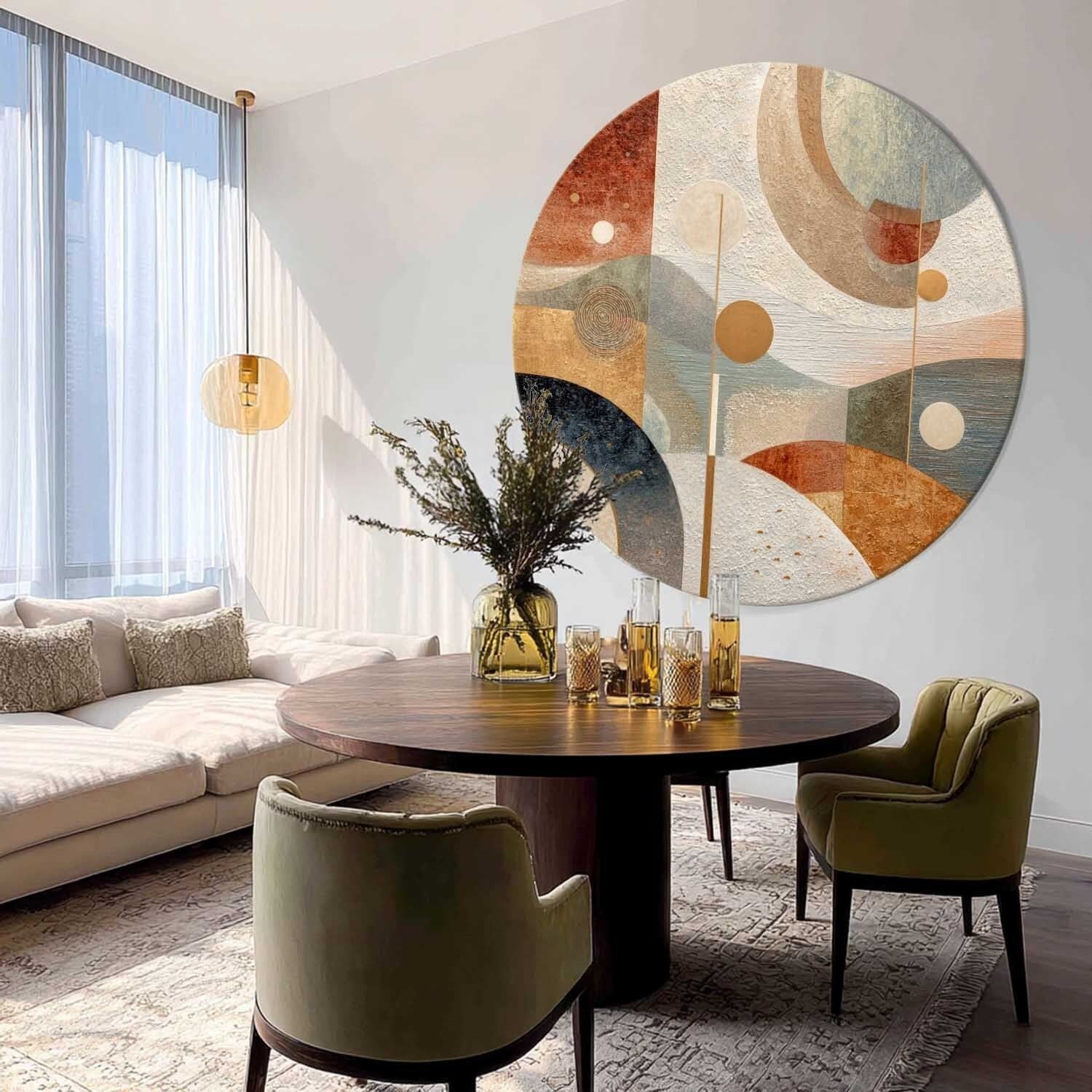 Wall Art Round Geometric Abstract Gold
