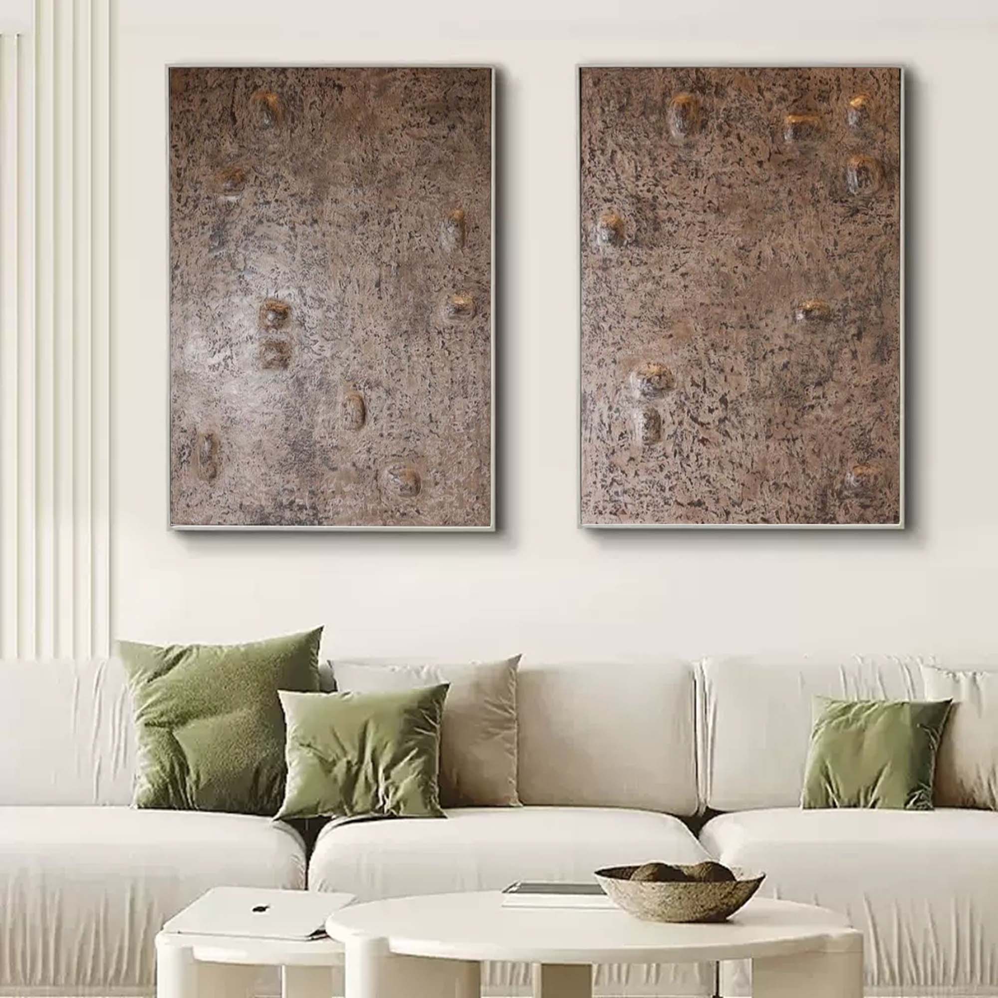 Wall Art Diptych Abstract Mineral Vein Warm