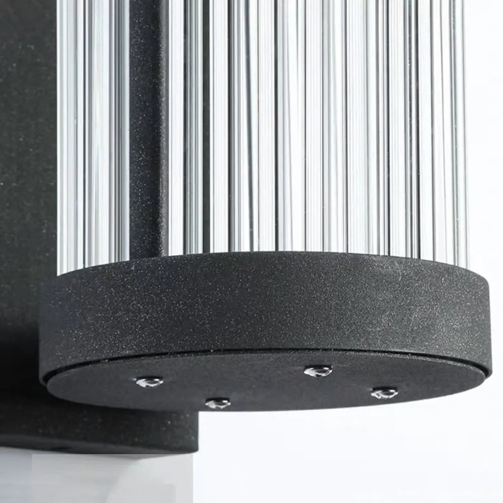 Yoru Modern Semi-Cylindrical Metal/Glass Outdoor Wall Lamp, Black - Neutralighting