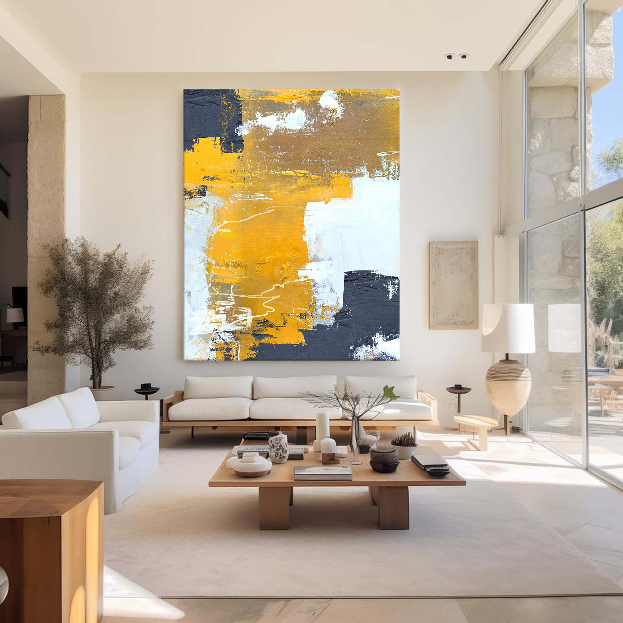Mustard Yellow Black Abstract