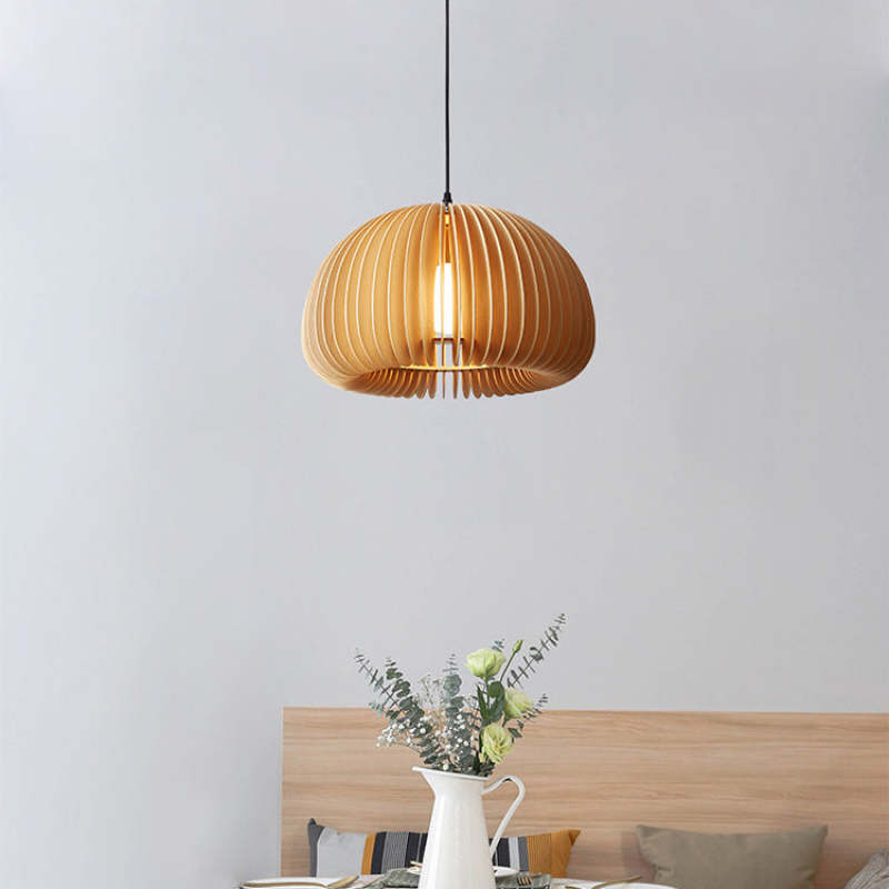 Muto Pumpkin Pendant Light, Wood - Neutralighting