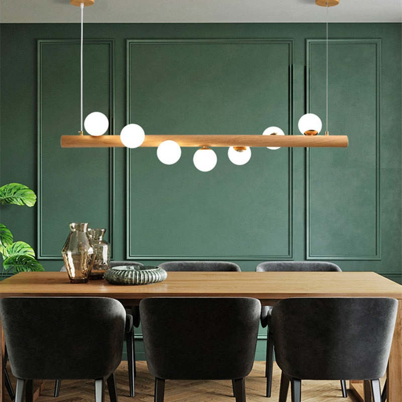 Valentina Glass Bubble Pendant Light Wood/Walnut - Neutralighting